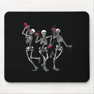 Tapis De Souris Squelettes dansants amateur de vin buvant drôle de