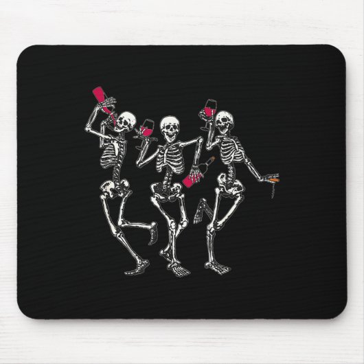 Tapis De Souris Squelettes dansants amateur de vin buvant drôle de (Devant)