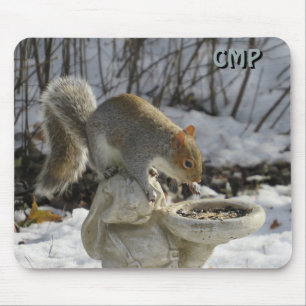 Tapis De Souris Squirrel And Bird Feeder with Your Initials