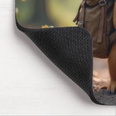 Tapis De Souris Squirrel Hiking In a Forest (Coin)