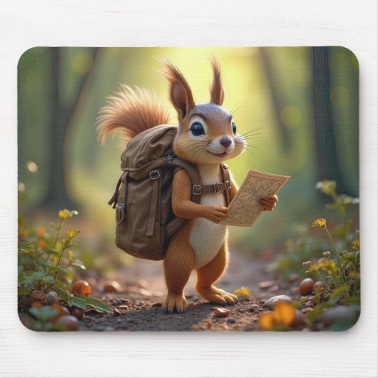 Tapis De Souris Squirrel Hiking In a Forest (Devant)