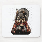 Tapis De Souris Squirrel With Gles Christmas Lights Funny Coffee W (Devant)