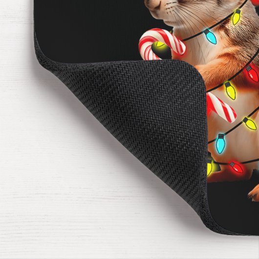 Tapis De Souris Squirrels Christmas Lights Funny Xmas Squirrel Lov (Coin)