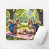 Tapis De Souris Squirrels Playing Chess In a City Park (Avec souris)