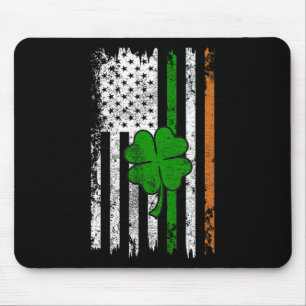 Tapis De Souris St Patrick Day Drapeau irlandais américain Retro S