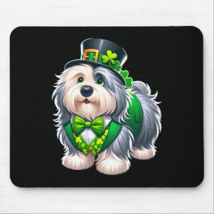 Tapis De Souris St. Patrick Jour Chien de Berger Anglais Leprechau