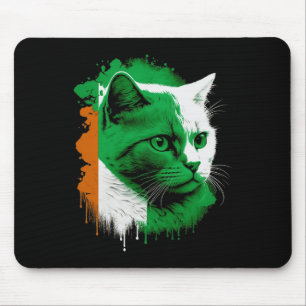 Tapis De Souris St. Patrick's Day Chat Drapeau irlandais Hommes fe