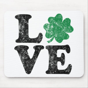 Tapis De Souris St Patrick's Day LOVE Shamrock irlandais