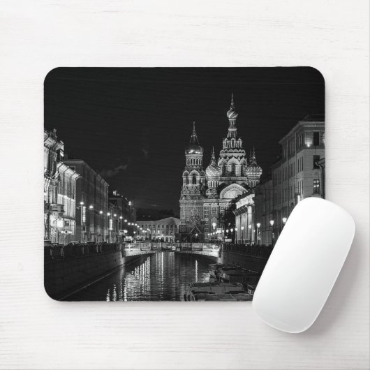Tapis De Souris St Pétersbourg Russie Noir et blanc Mousepad (Avec souris)