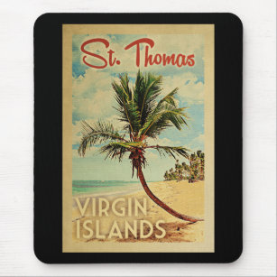 Tapis De Souris St Thomas Palm Tree Vintage voyage