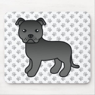 Tapis De Souris Staffie anglais noir Chien de dessin animé mignon
