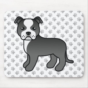 Tapis De Souris Staffie noir et blanc Chien de dessin animé mignon