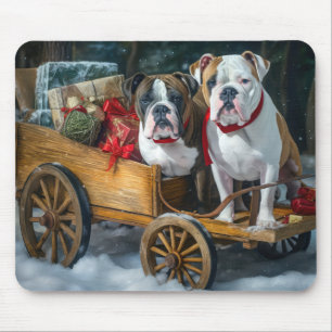 Tapis De Souris Staffordshire Américain Traîneau de Noël enneigé