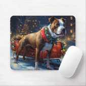 Tapis De Souris Staffordshire Bull Terrier Noël Festive (Avec souris)