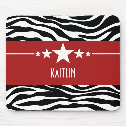 Tapis De Souris Star Sassy Rouge Zebra Mousepad (Devant)