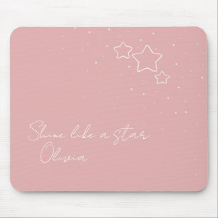 Tapis De Souris Star Trio en rose et blanc avec message et nom