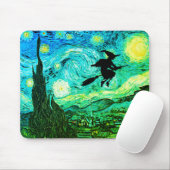 Tapis De Souris Starry Lune de nuit Volant Sorcière Silhouette (Avec souris)