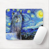Tapis De Souris Starry Night Funny Alpaca Paysage Parodie (Avec souris)