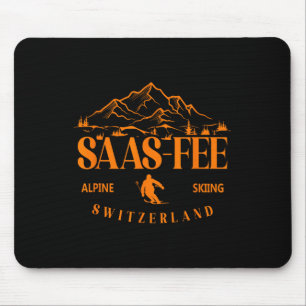 Tapis De Souris Station de ski de Saas-fee Alpes suisses Ski alpin