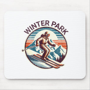 Tapis De Souris Station de ski rétro vintage parc colorado