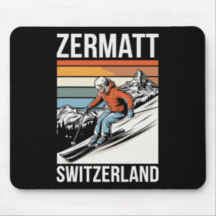 Tapis De Souris Station de ski rétro Zermatt Suisse