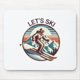 Tapis De Souris Station de ski Vintage Retro Ski d'hiver