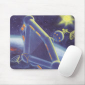 Tapis De Souris Station spatial en orbite de science-fiction vinta (Avec souris)