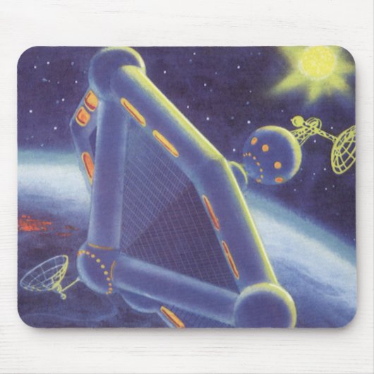 Tapis De Souris Station spatial en orbite de science-fiction vinta (Devant)