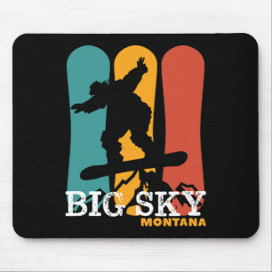 Tapis De Souris Station vintage de snowboard Big Sky Montana