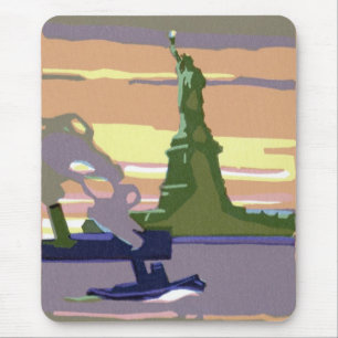 Tapis De Souris Statue de la Liberté à New York City, Voyage Rétro