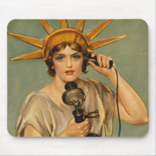 Tapis De Souris Statue de la Liberté vintage, publicité de guerre 