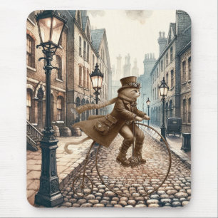 Tapis De Souris Steampunk Chat équitation d'un vélo de cent-farthi