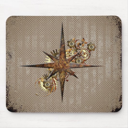 Tapis De Souris Steampunk Compass Star Grunge (Devant)