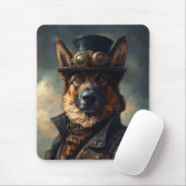 Tapis De Souris Steampunk German Shepherd Dog in Top Hat (Avec souris)