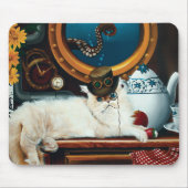 Tapis De Souris Steampunk Thé de chat sous-marin (Devant)