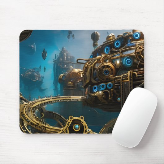 Tapis De Souris Steampunk ville perdue d'Atlantis (Avec souris)