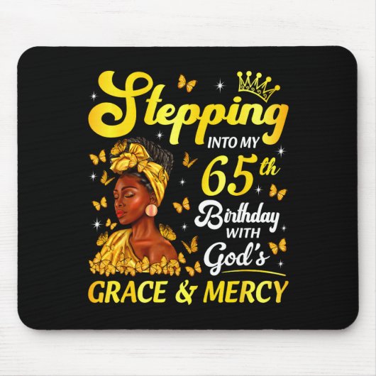 Tapis De Souris Stepng Into My 65th Birthday Christian Afro Women (Devant)