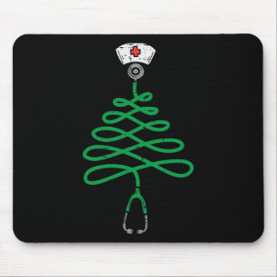 Tapis De Souris Stethoscope Arbre de Noël Infirmière Scrub de Noël
