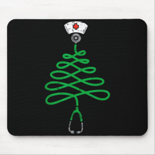 Tapis De Souris Stéthoscope Sapin de Noël Infirmière Noël Scrub T