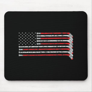 Tapis De Souris Stick de hockey États-Unis Drapeau Joueur de hocke