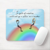 Tapis De Souris Stick Figure Couple sur un arc-en-ciel (Avec souris)