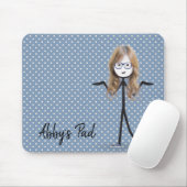 Tapis De Souris Stick Girl avec cheveux blonds sur les points (Avec souris)