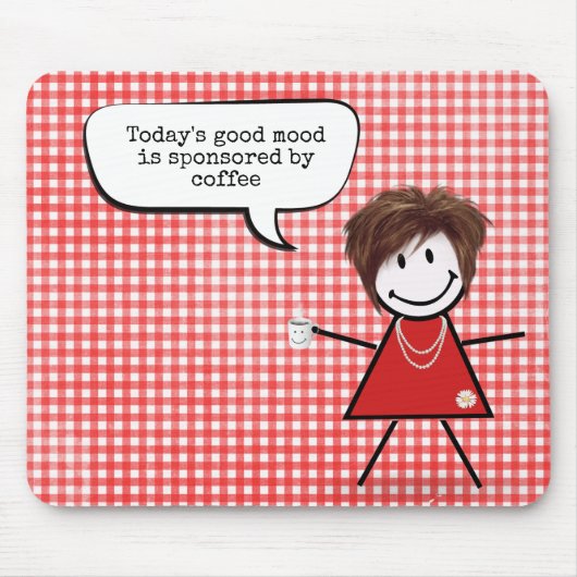 Tapis De Souris Stick Girl with Coffee Mug on En vichy (Devant)