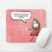 Tapis De Souris Stick Girl with Coffee Mug on En vichy (Avec souris)