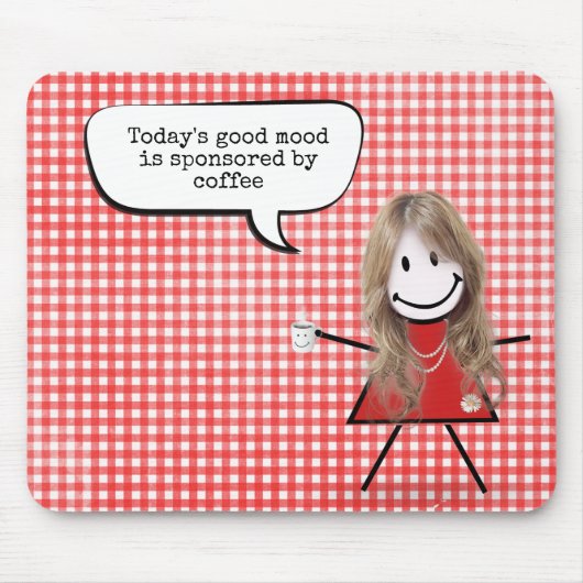 Tapis De Souris Stick Girl with Coffee Mug on En vichy (Devant)