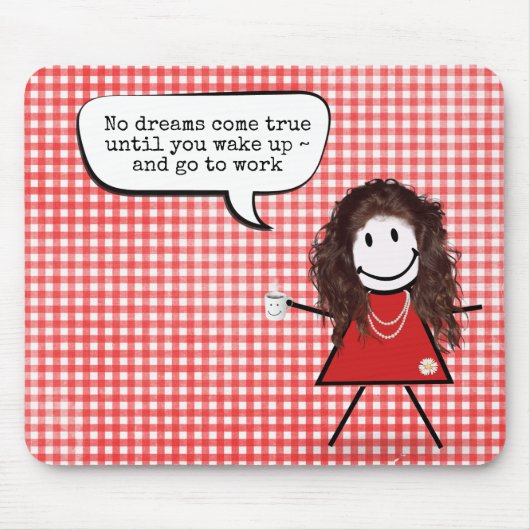 Tapis De Souris Stick Girl with Coffee Mug on En vichy (Devant)