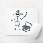 Tapis De Souris Stickman Pirate Avec Poitrine Au Trésor (Avec souris)