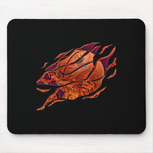 Tapis De Souris Sticulation D'Un Basket-Ball Feu (Devant)