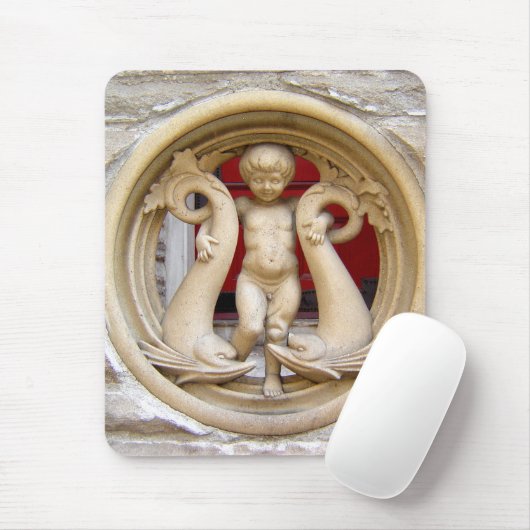Tapis De Souris Stone Citizens putto en granit et dauphins (Avec souris)
