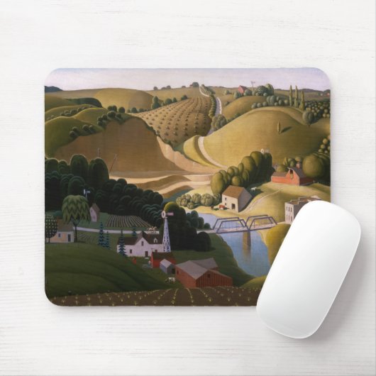 Tapis De Souris Stone City, 1930 par Grant Wood (Avec souris)